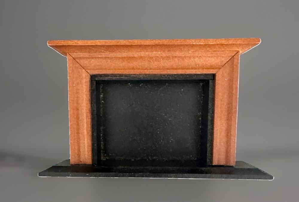 Vintage Miniature Wooden Dollhouse Fireplace Metal Tolls & Billow 3 Piece Lot